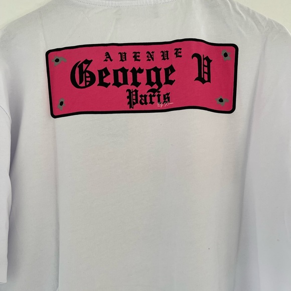 Avenue George V Paris T-Shirt Men's White Shirt Teddy Bear Rhinestone  XL 2XL - Picture 12 of 13